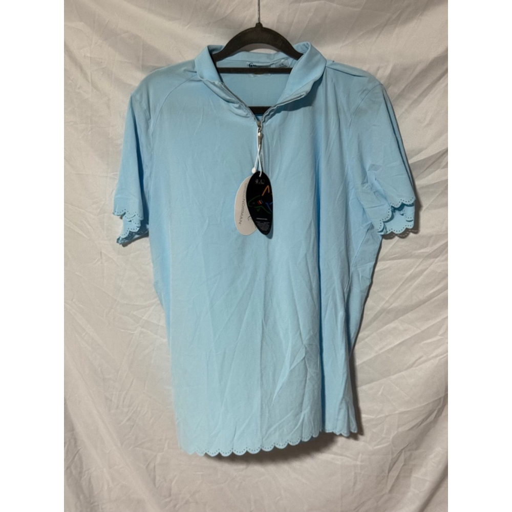Women's Greg Norman Golf Polo Shirt Size L Blue Short Sleeve